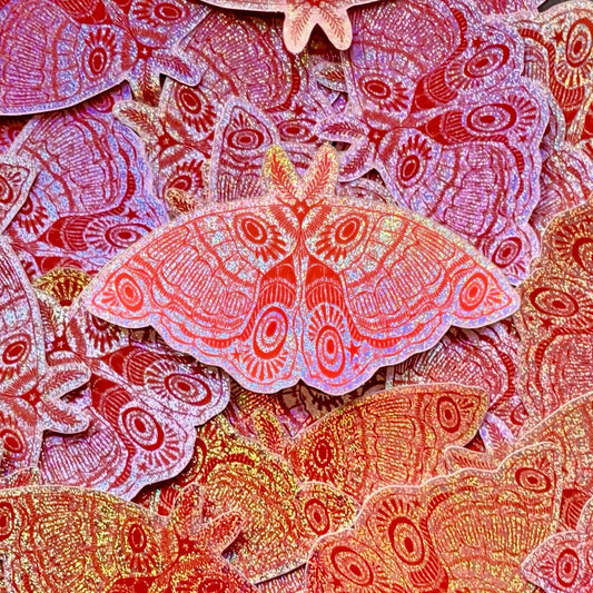 Glitter Moth Vinyl Sticker